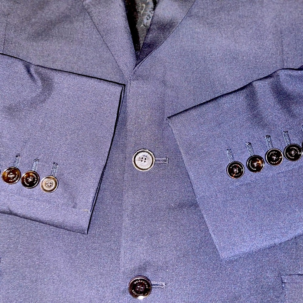 Wool Burberry Blue Blazer with Notch Lapels and Wool Blend - Picture 3 of 17